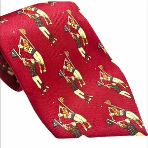 Ricco Cravatte Golf Print Burgundy Men’s Tie